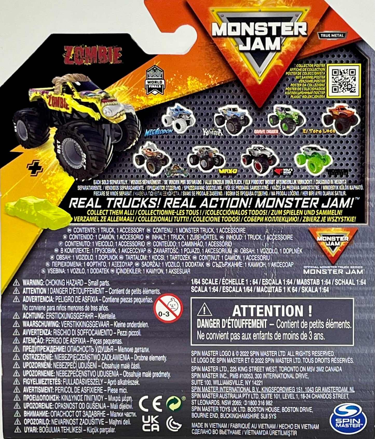 Monster Jam 2022 Spin Master 1:64 Diecast Truck with Bonus Accessory: World Finals Zombie