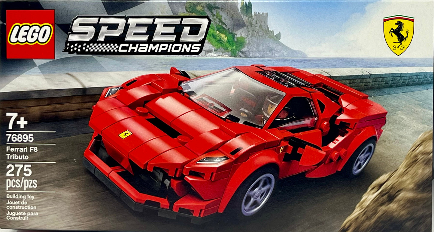 LEGO Speed Champions 76895 Ferrari F8 Tributo Toy Cars for Kids, Building Kit Featuring Minifigure (275 Pieces)