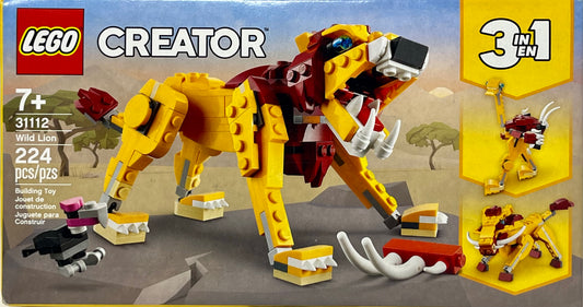 LEGO Creator 3in1 Wild Lion 31112 3in1 Toy Building Kit Featuring Animal Toys for Kids, (224 Pieces)