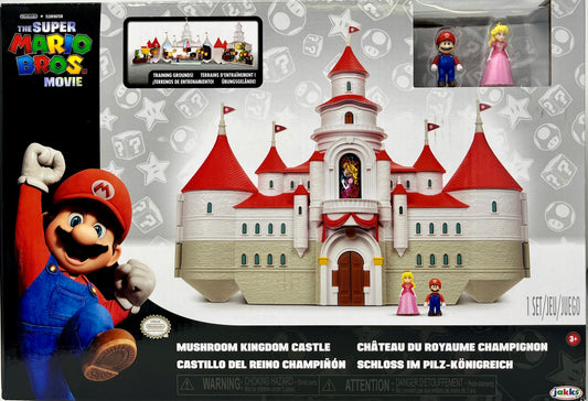 THE SUPER MARIO BROS. MOVIE – Mushroom Kingdom Castle Playset with Mini 1.25” Mario and Princess Peach Figures