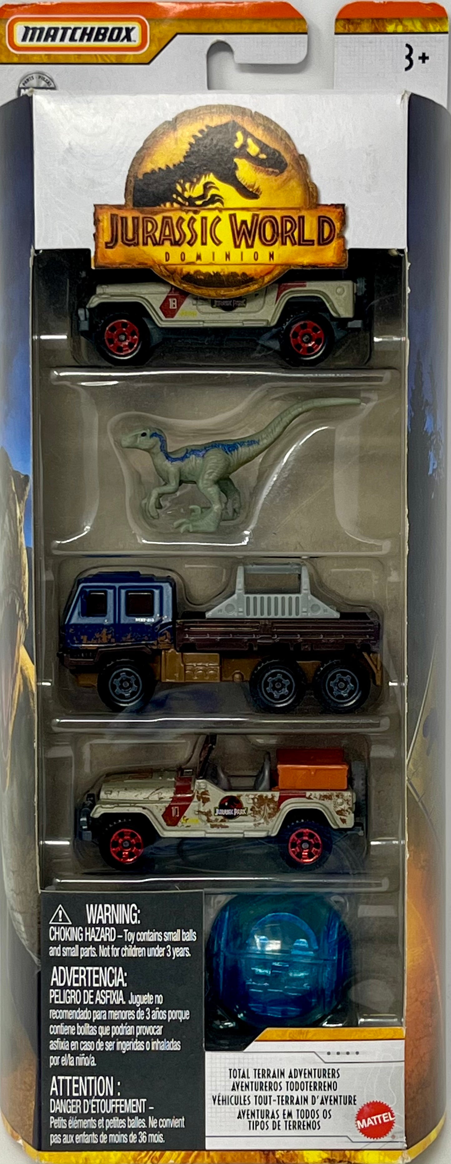 Matchbox Jurassic World 1:64 Die-cast Vehicle & Dinosaur 5-Packs, 5 Cars & 1 Mini Figure, Toy Set & Collectible