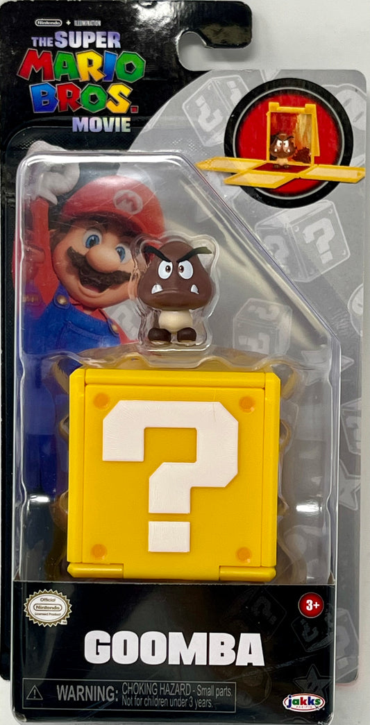 THE SUPER MARIO BROS. MOVIE 1.25 inch Mini Figure with Question Block with Sticker Combo Pack (Goomba)