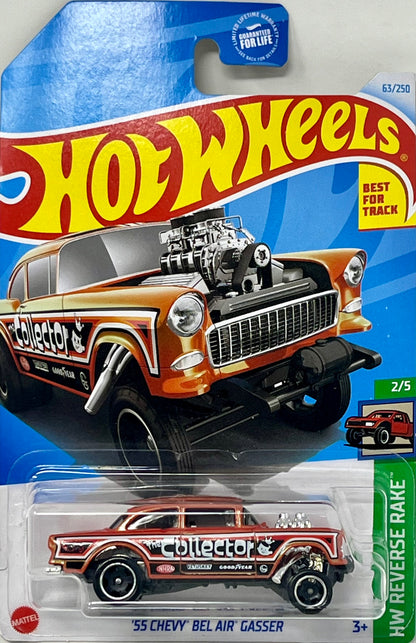 Hot Wheels '55 Chevy Bel Air Gasser, HW Reverse Rake 2/5 [Pearl Orange] 63/250