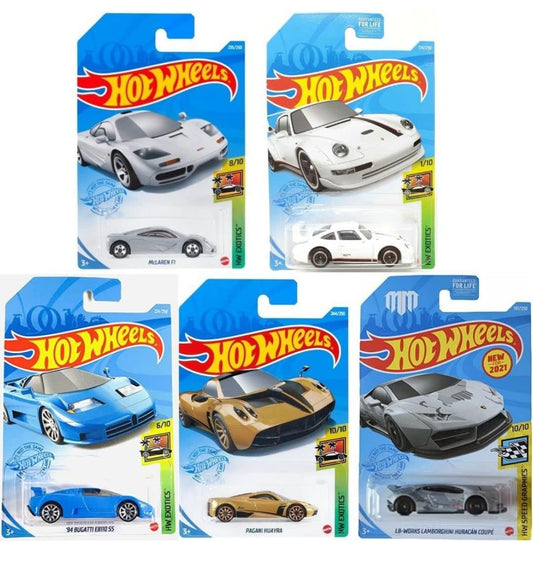 Hot Wheels Exotic - Foreign - Supercar Random 5 Pack