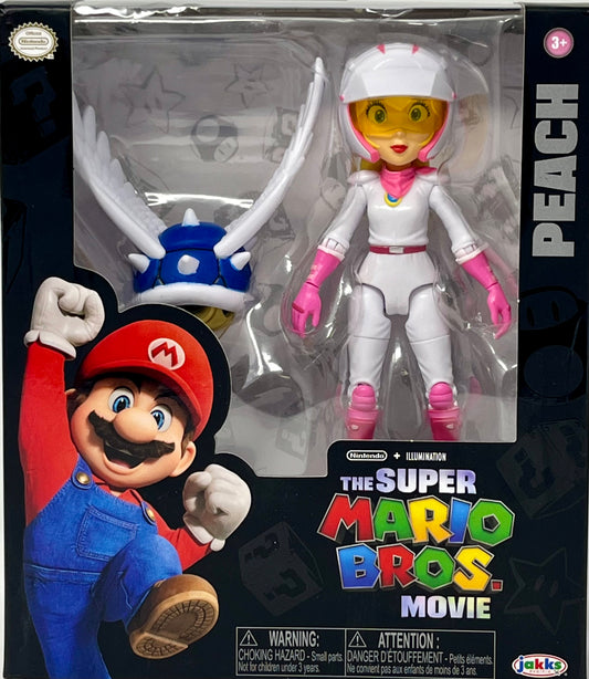 THE SUPER MARIO BROS. MOVIE 5 Inch Action Figure Series 2 Peach Figure in Motorcycle Outfit with Spiny Blue Shell