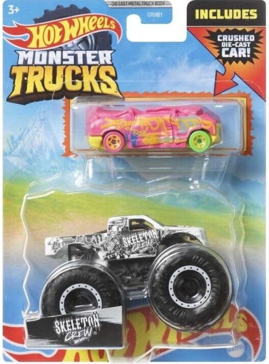 Hot Wheels Monster Trucks Skeleton Crew and Crushed Van - Blind Sided