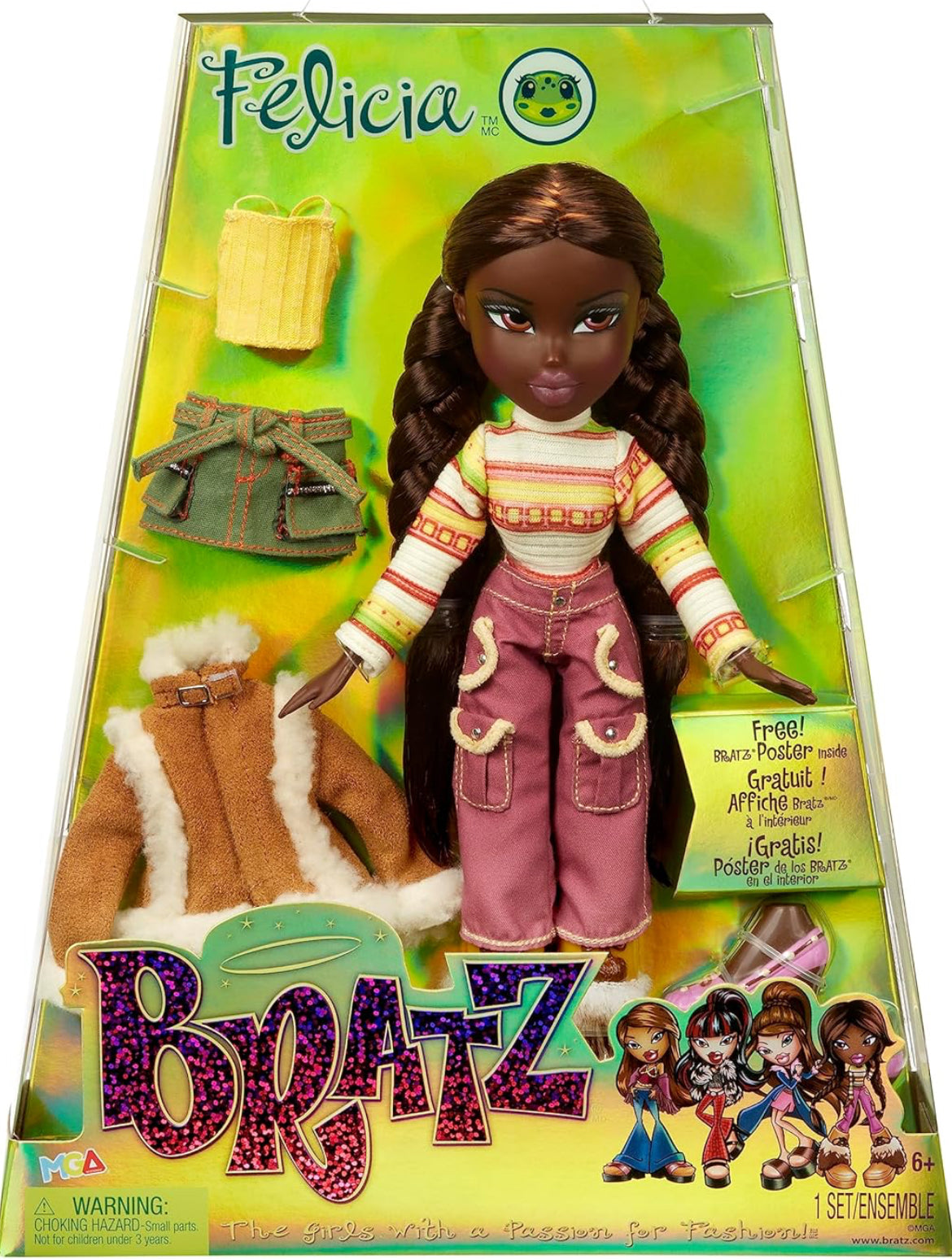 Bratz Original Fashion Doll Felicia Series 3 with 2 Outfits and Poster