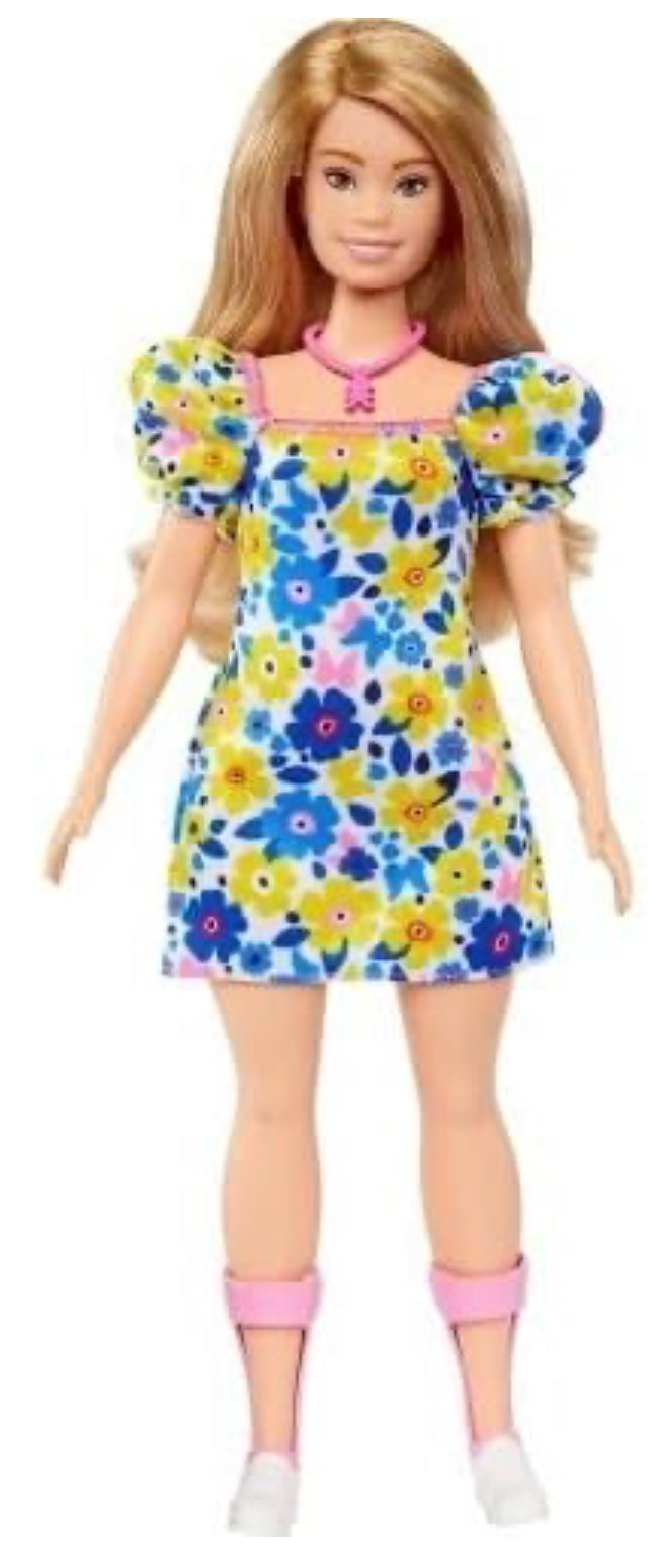 Barbie Fashionistas Doll #208, Doll with Down Syndrome Wearing Floral Dress, Created in Partnership with The National Down Syndrome Society