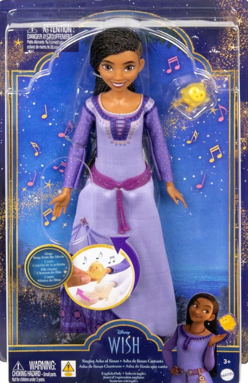 Mattel Disney Wish Toys, Singing Asha of Rosas Fashion Doll & Star Figure, Posable with Removable Outfit, Sings “This Wish” in English