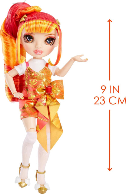 Rainbow High Junior High Special Edition Laurel De’Vious - 9" Red and Orange Posable Fashion Doll with Accessories and Open/Close Soft Backpack.