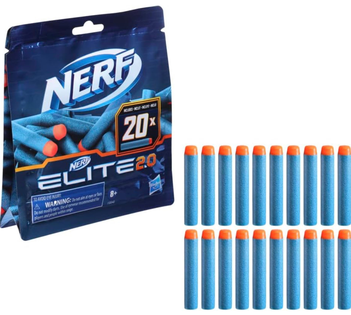 NERF Elite 2.0 20-Dart Refill Pack - 20 Official Nerf Elite 2.0 Foam Darts - Compatible with All Nerf Blasters That Use Elite Darts