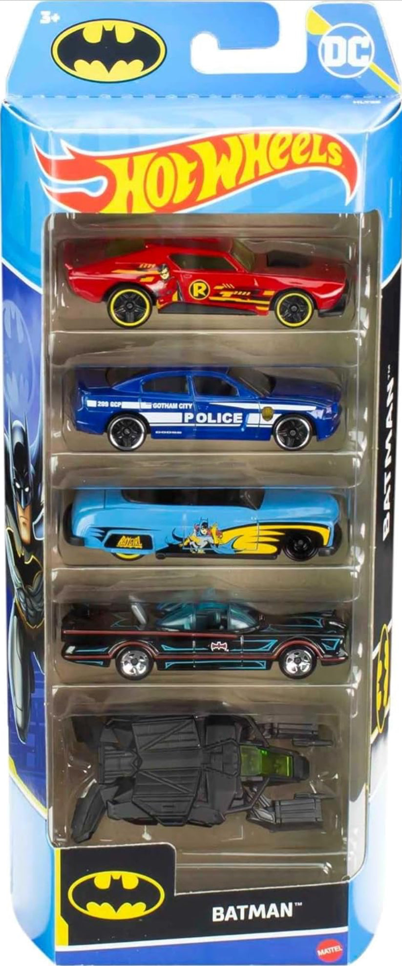 Hot Wheels Batman Set of 5 Batman-Themed Toy Cars in 1:64 Scale