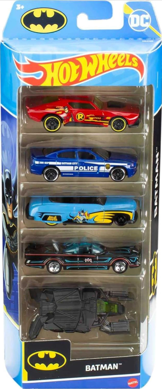 Hot Wheels Batman Set of 5 Batman-Themed Toy Cars in 1:64 Scale