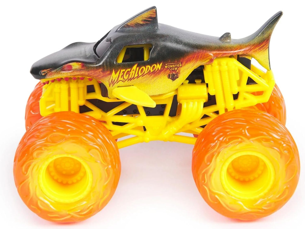 Monster Jam 2024 Fire & Ice 1:64 Diecast Monster Truck 2-pack Megalodon & Monster Mutt Dalmatian