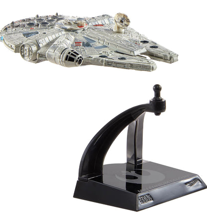 Hot Wheels Star Wars Starships Select Millennium Falcon Vehicle, Premium Collectable Replica with Movable Part & Display Stand