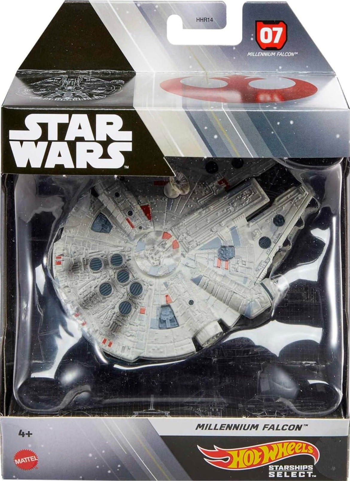 Hot Wheels Star Wars Starships Select Millennium Falcon Vehicle, Premium Collectable Replica with Movable Part & Display Stand