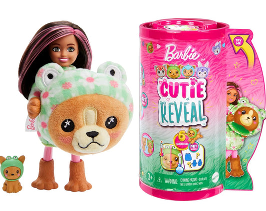 Barbie Cutie Reveal Chelsea Doll & Accessories, Animal Plush Costume & 6 Surprises Including Color Change, Puppy as Frog