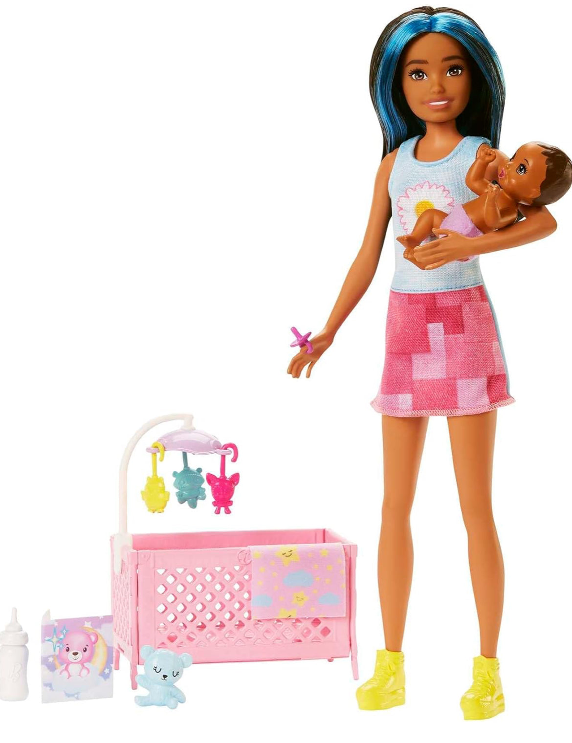 Barbie Skipper Babysitters Inc Doll & Accessories, Crib Playset with Doll, Baby Doll with Sleepy Eyes, Furniture & Accessories