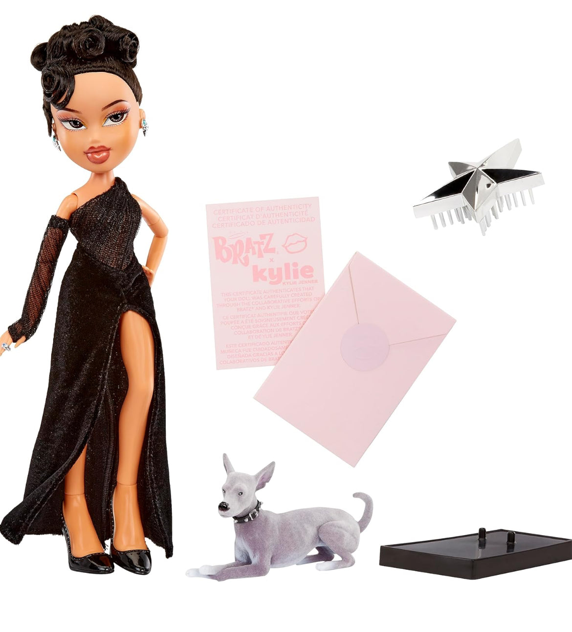 Bratz x Kylie Jenner Night Fashion Doll with Evening Gown, Pet Dog, and Poster