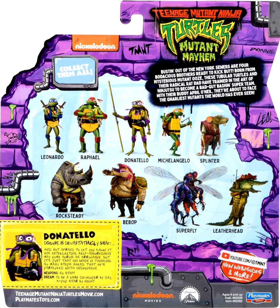 Teenage Mutant Ninja Turtles: Mutant Mayhem 4.5” Donatello Basic Action Figure by Playmates Toys