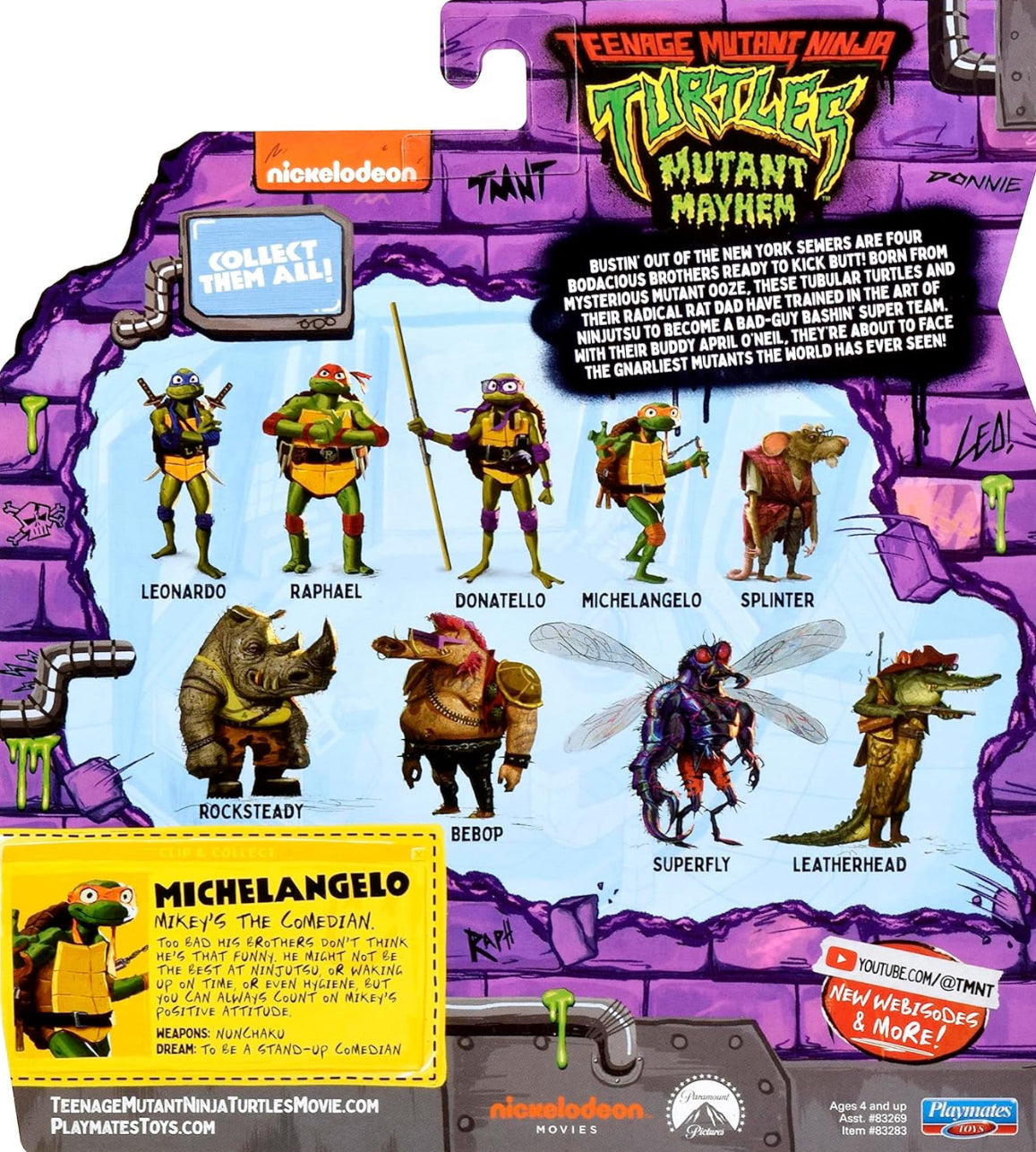 Teenage Mutant Ninja Turtles: Mutant Mayhem 4.25” Michelangelo Basic Action Figure by Playmates Toys