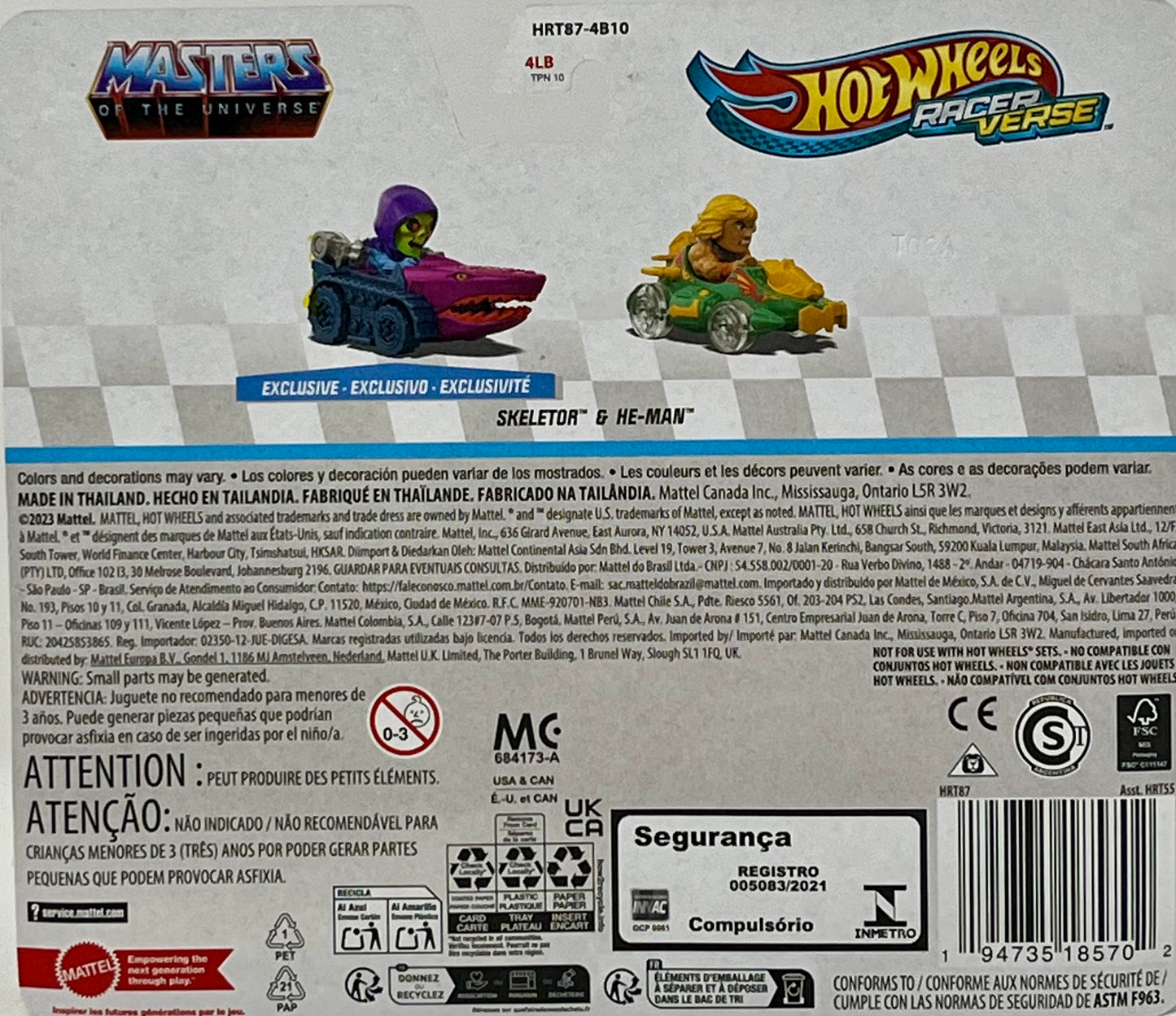 Hot Wheels Racer Verse 2 PACK Masters Of The Universe Skeletor & He-Man