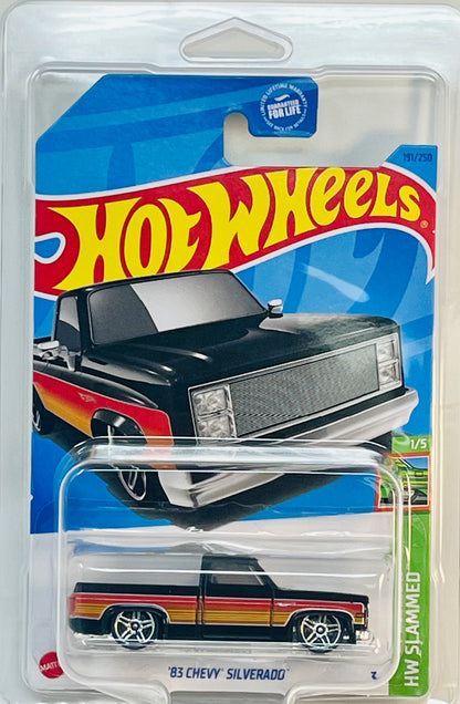 Hot Wheels '83 Chevy Silverado Slammed  (Black) with Protrctor