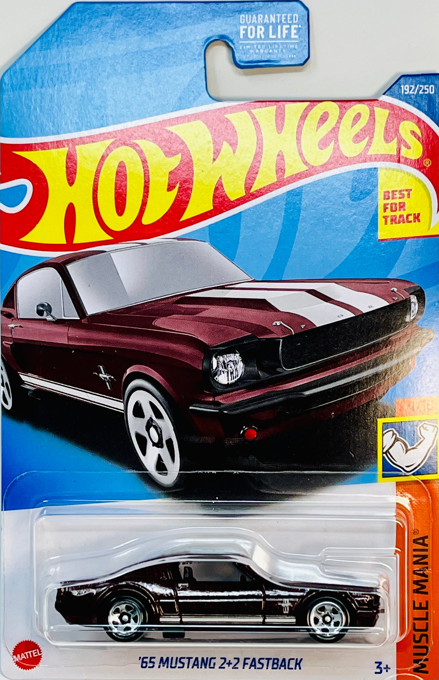 Hot Wheels '65 Mustang 2+2 Fastback (Burgundy) Muscle Mania with Protector