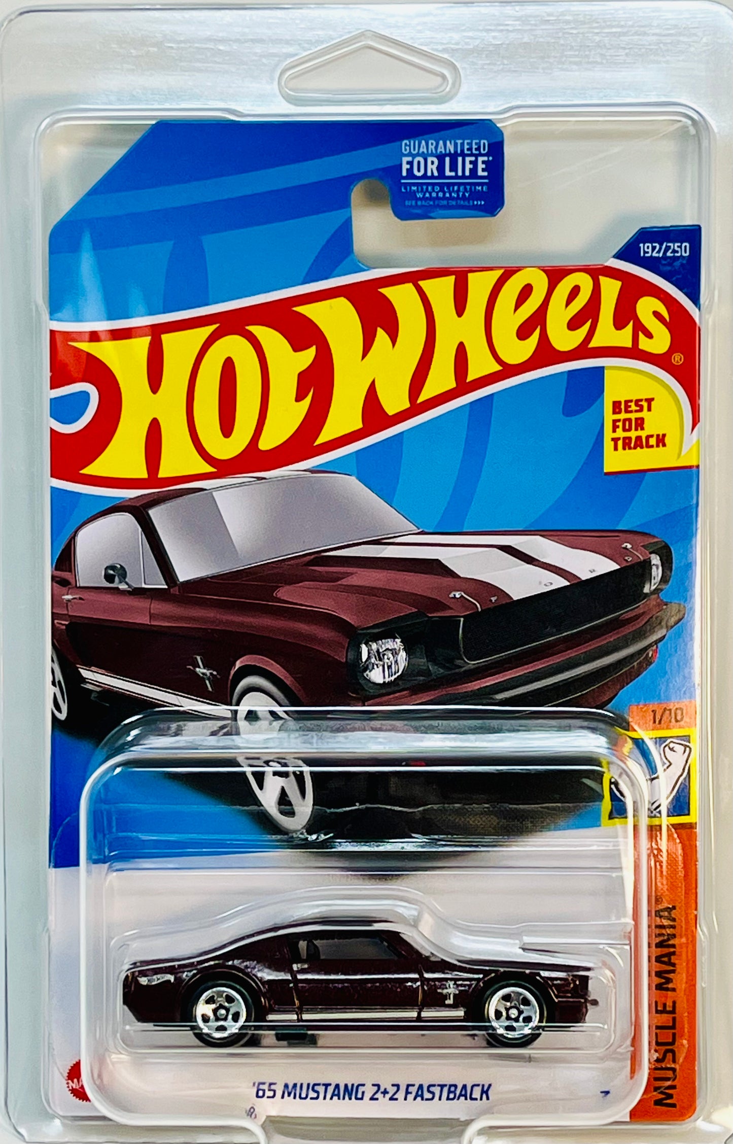 Hot Wheels '65 Mustang 2+2 Fastback (Burgundy) Muscle Mania with Protector