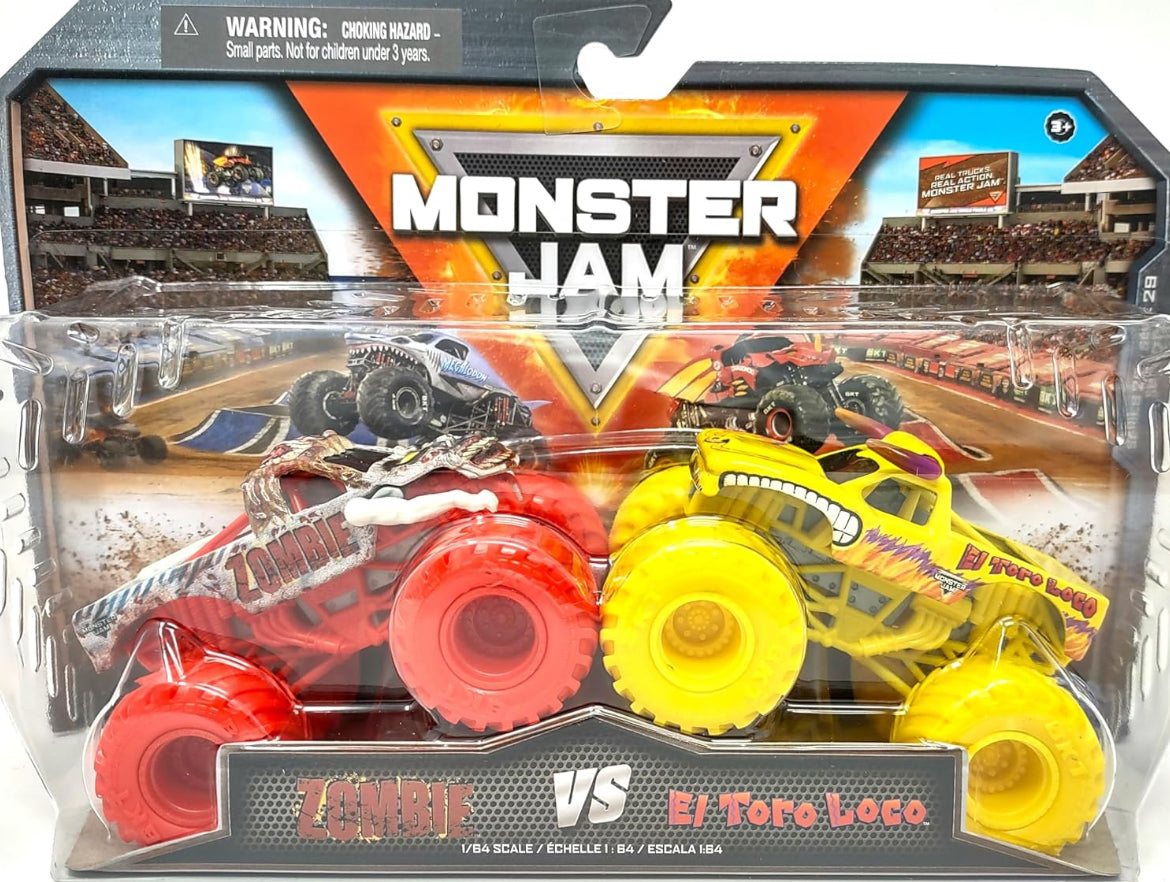 Monster Jam, Official Series 29 Die-Cast Monster Trucks, 1:64 Scale, Kids Toys for Boys Ages 3 and up (El Toro Loco vs Zombie)