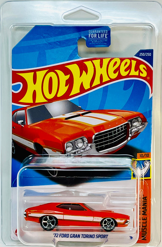 Hot Wheels '72 Ford Gran Torino Sport (Orange) Muscle Mania with Protector