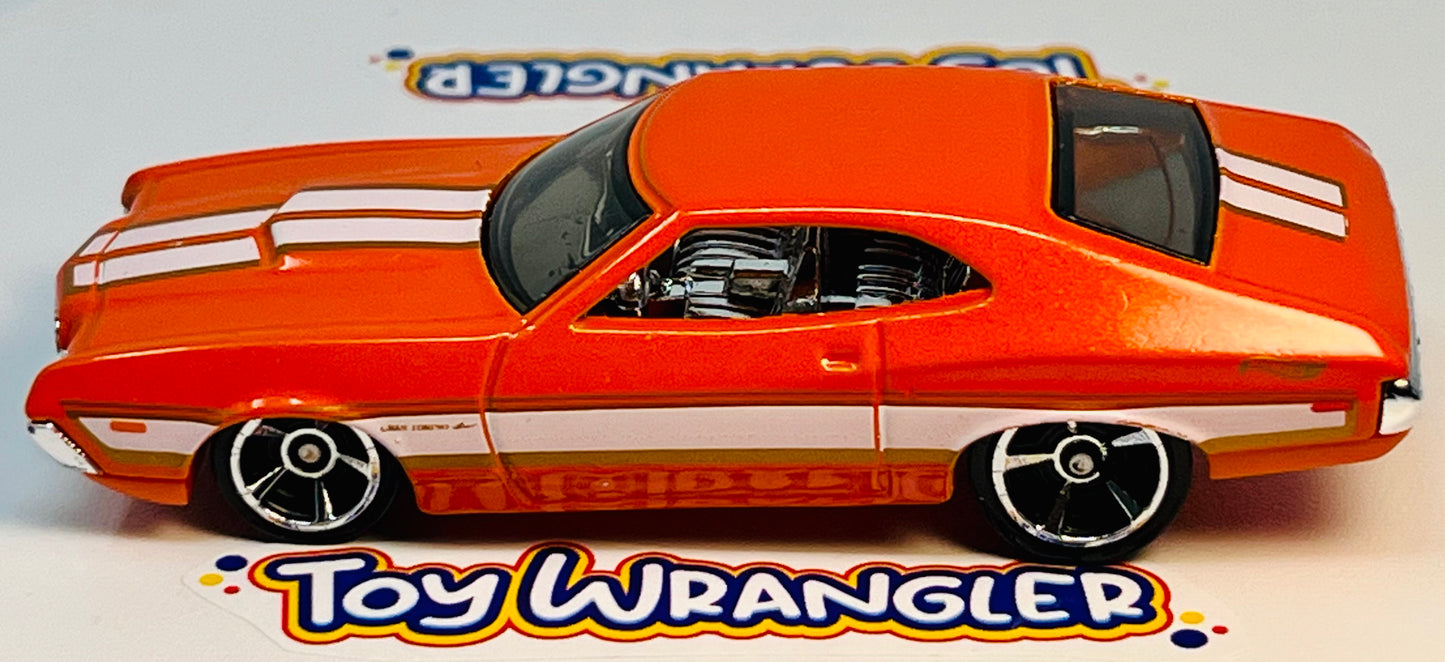 Hot Wheels '72 Ford Gran Torino Sport (Orange) Muscle Mania with Protector