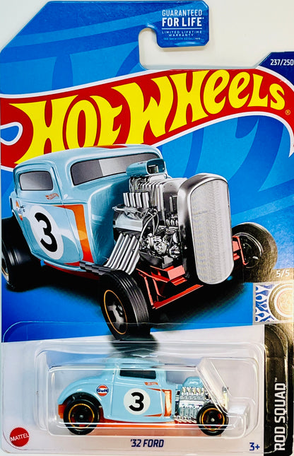 Hot Wheels '32 Ford Gulf Blue Rod Squad with Protector