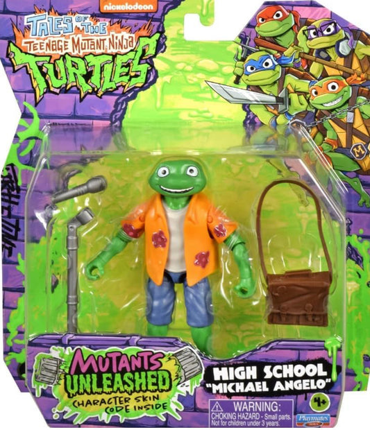 Teenage Mutant Ninja Turtles Tales of The High School Michael Angelo 4.5 Inch Action Figure Mutants Unleashed Character Skin Code Inside