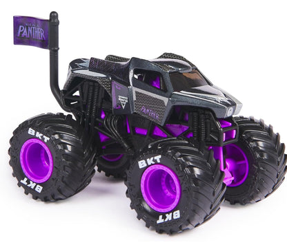 Monster Jam 2024 Marvel 1:64 Scale Diecast Series 1 Monster Truck with Flag: Black Panther