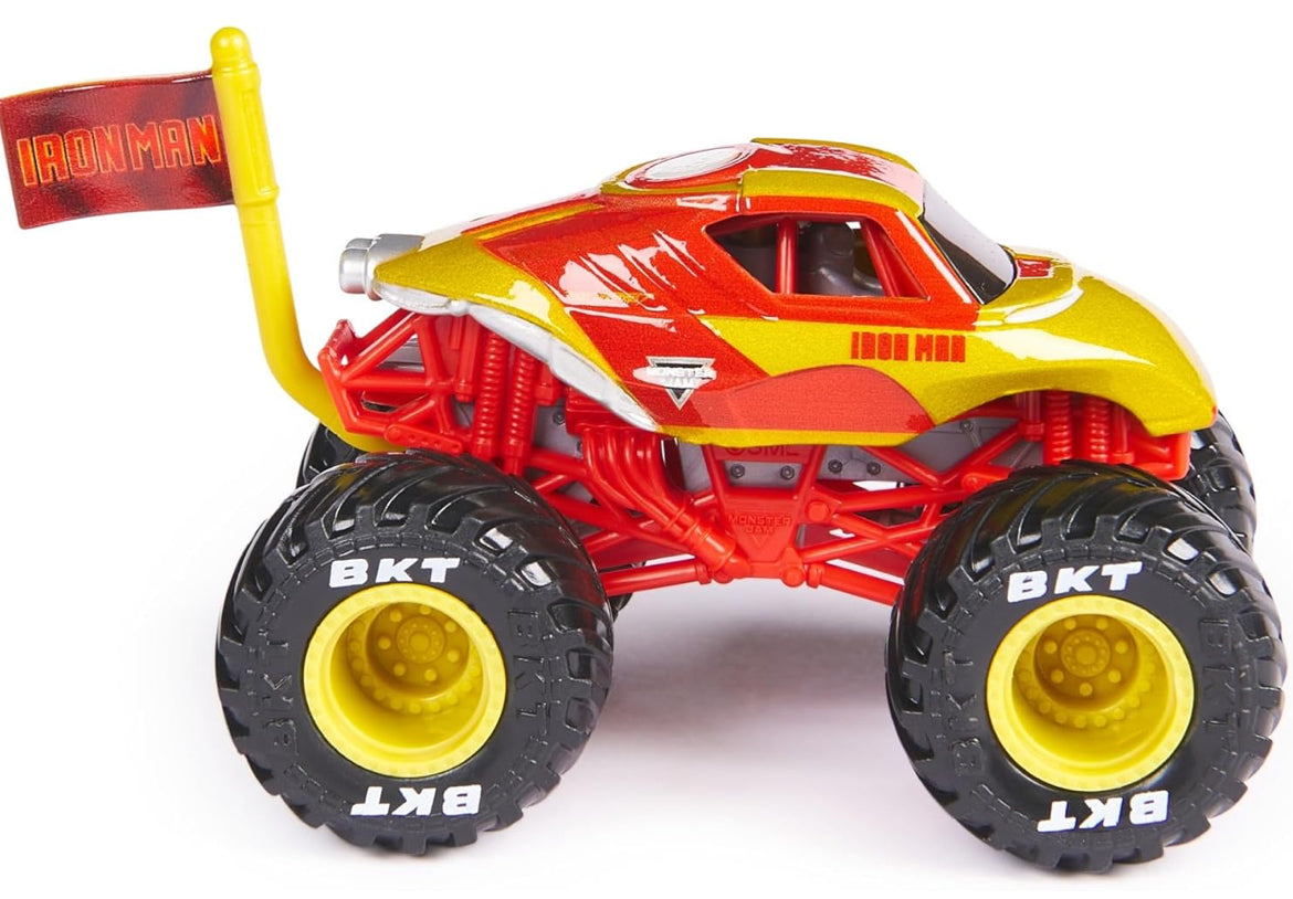 Monster Jam Marvel 1:64 Scale Diecast Series 1 Monster Truck with Flag: Iron Man