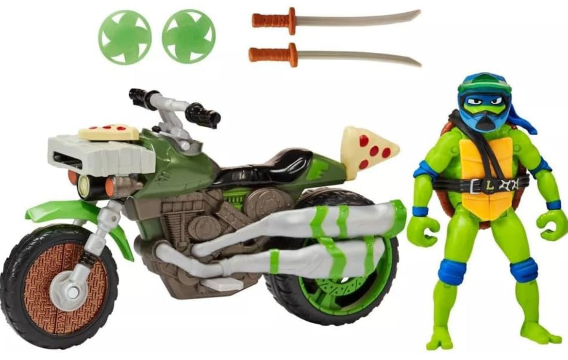 Teenage Mutant Ninja Turtles: Mutant Mayhem Ninja Kick Cycle with Exclusive Leonardo Figure by Playmates Toys