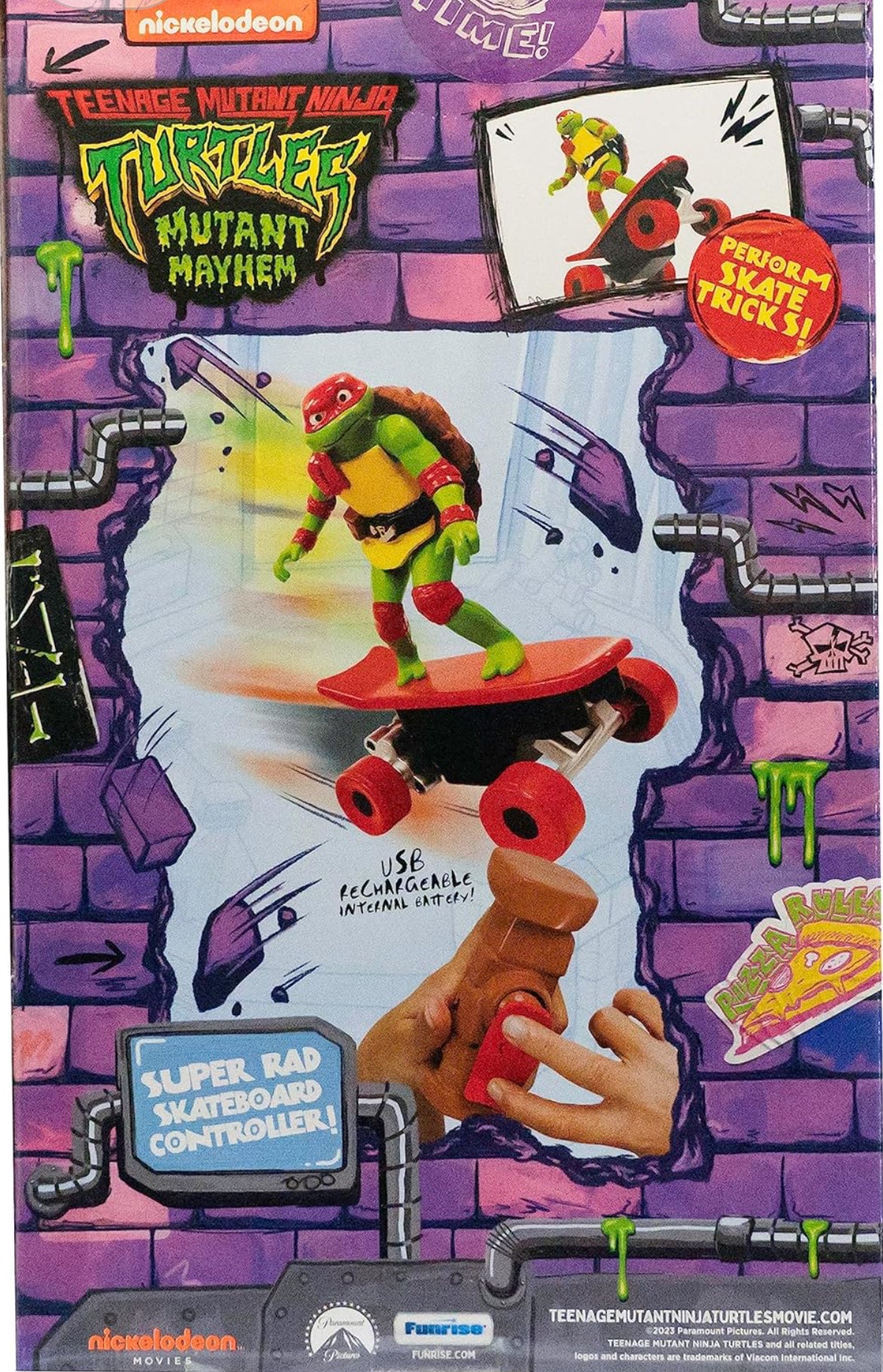 Teenage Mutant Ninja Turtles Raphael Half Pipe RC Vehicle Movie Edition Ages 5+ - Skate + Performs Tricks - 2.4GHz RC Controller