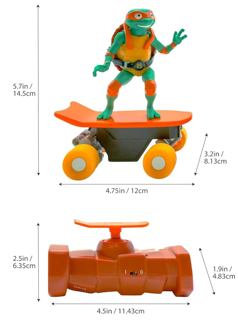 Teenage Mutant Ninja Turtles Michelangelo Half Pipe RC Vehicle Movie Edition Ages 5+ - Skate + Performs Tricks - 2.4GHz RC Controller