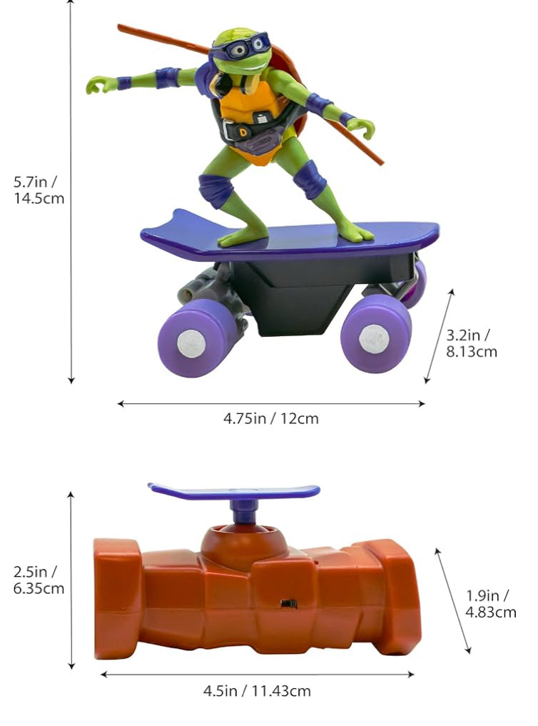 Teenage Mutant Ninja Turtles Donatello Half Pipe RC Vehicle Movie Edition Ages 5+ - Skate + Performs Tricks - 2.4GHz RC Controller