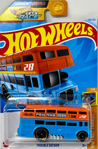 Hot Wheels Trouble Decker HW Fast Transit Orange Blue #126