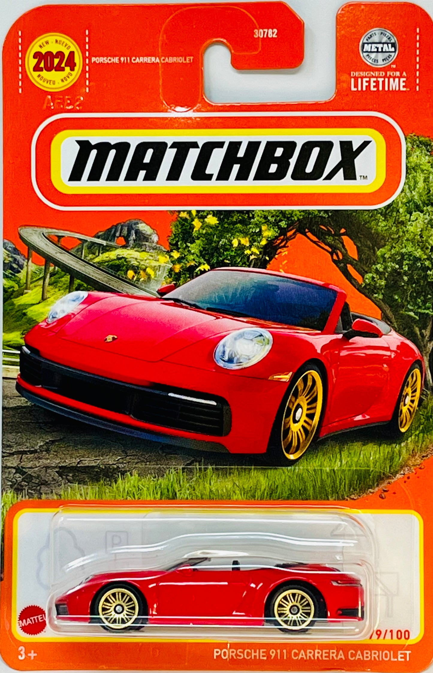 Matchbox Porsche 911 Carrera Cabriolet (Red) with Protector