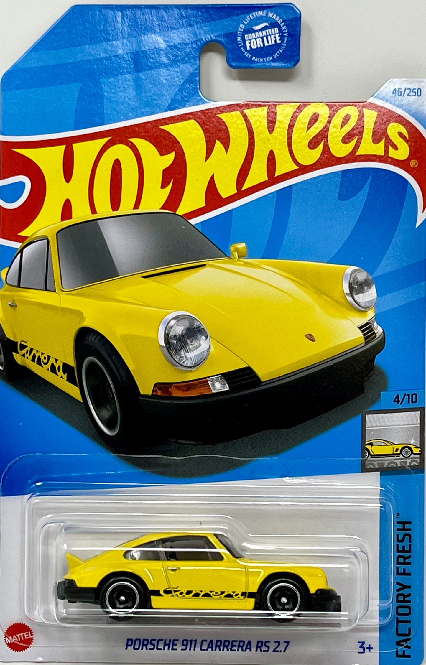 Hot Wheels Porsche 911 Carrera RS 2.7 (Yellow) with Protector