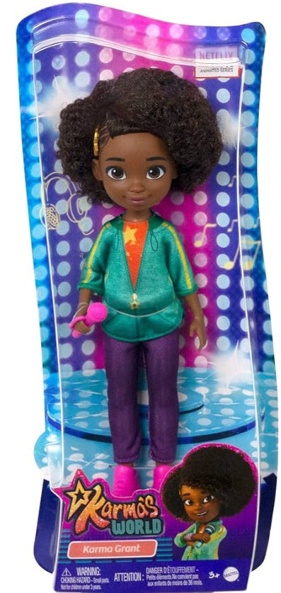 Mattel Karma’s World Mattel Karma Grant Doll with Microphone Accessory, Brown Hair & Brown Eyes