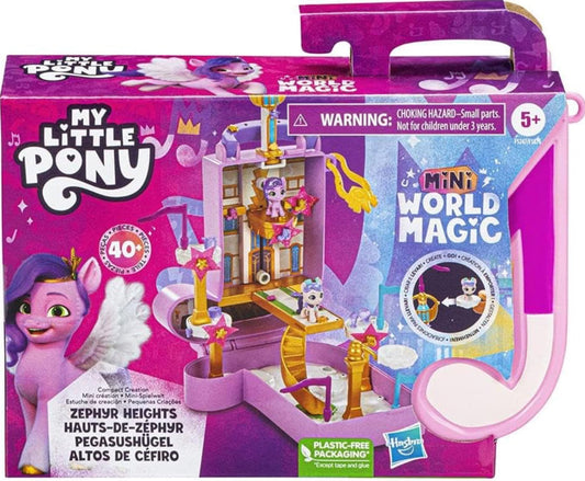 My Little Pony Mini World Magic Compact Creation Zephyr Heights Toy, Buildable Playset with Princess Pipp Petals Pony for Kids Ages 5 and Up