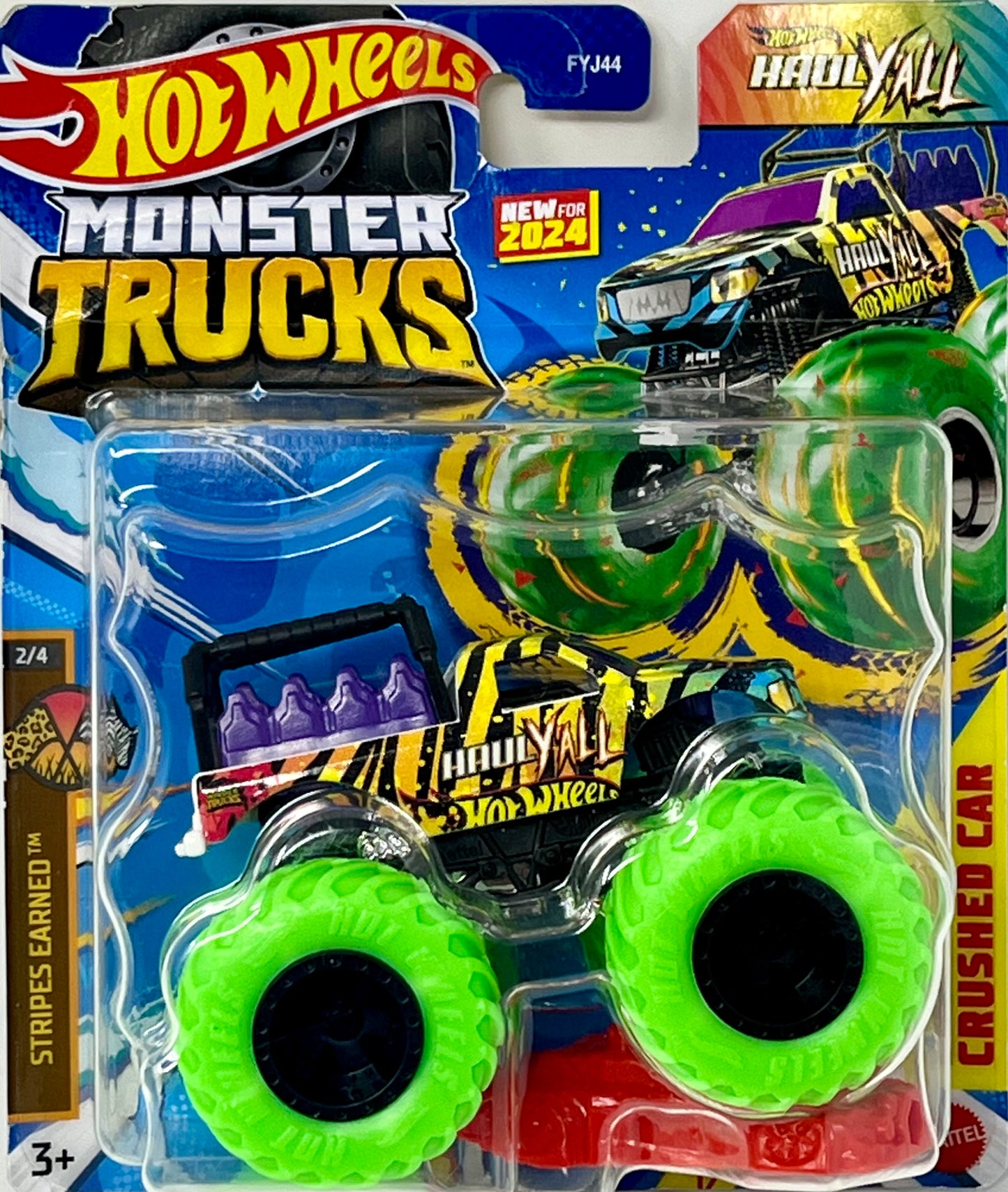 Hot Wheels Monster Trucks Haul Y'all 1:64 Truck w Crushed Car