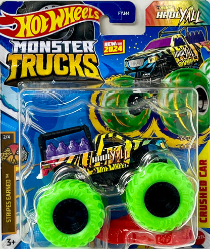 Hot Wheels Monster Trucks Haul Y'all 1:64 Truck w Crushed Car