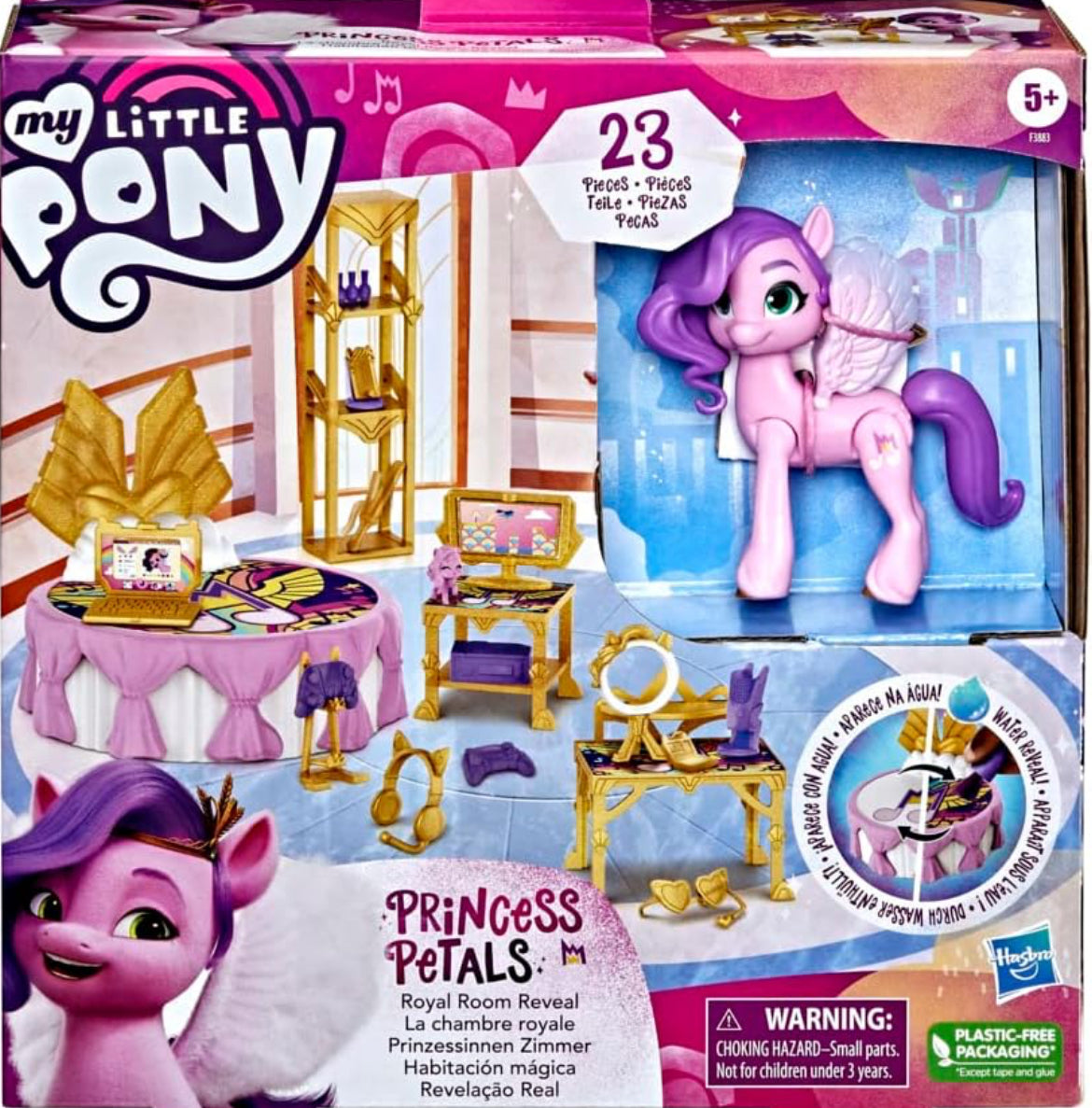 My Little Pony: A New Generation Royal Room Reveal Princess Pipp Petals - 3-Inch Pink Pony, Water-Reveal Accessories, Toy for Kids Ages 5 and Up