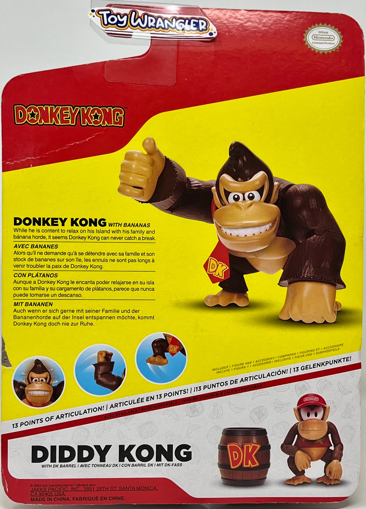 Jakks Pacific World of Nintendo Donkey Kong 4” w Bananas