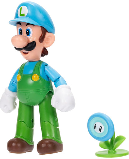 Super Mario 4" Action Figures Ice Luigi with Ice Flower